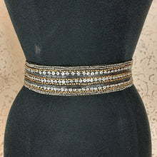 Load image into Gallery viewer, Black Elastic Belt With Silver Sequins and Beading