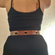 Load image into Gallery viewer, Solid Brass Native American Buckle Leather Belt