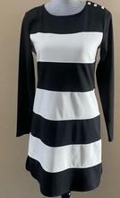 Load image into Gallery viewer, CREMIEUX Black and Cream Striped Dress Size: Small
