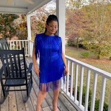 Load image into Gallery viewer, Electric Blue Fringe Shaker Dress: SIZE - Large
