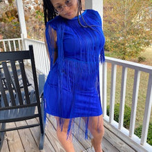 Load image into Gallery viewer, Electric Blue Fringe Shaker Dress: SIZE - Large
