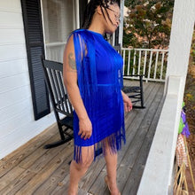 Load image into Gallery viewer, Electric Blue Fringe Shaker Dress: SIZE - Large
