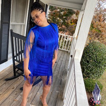 Load image into Gallery viewer, Electric Blue Fringe Shaker Dress: SIZE - Large
