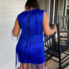 Load image into Gallery viewer, Electric Blue Fringe Shaker Dress: SIZE - Large
