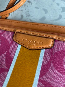 COACH Wristlet - Pink/Orange/White Stripe