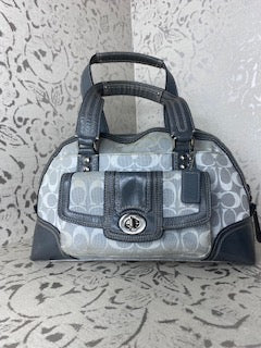 COACH Hampton Signature Dome Satchel - Gray/Silver