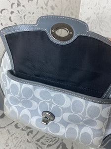 COACH Hampton Signature Dome Satchel - Gray/Silver