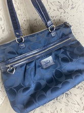 Load image into Gallery viewer, COACH POPPY Signature Logo Sateen Large Tote - Navy Blue
