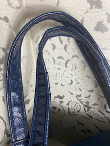 COACH POPPY Signature Logo Sateen Large Tote - Navy Blue