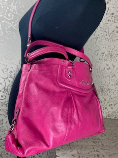 COACH Ashley Pink Leather Shoulder/Satchel Bag - Barbie PINK