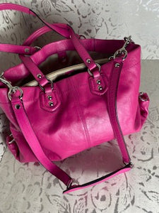 COACH Ashley Pink Leather Shoulder/Satchel Bag - Barbie PINK