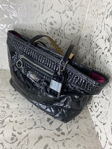 COACH Poppy Liquid Gloss Handbag/Tote - Black