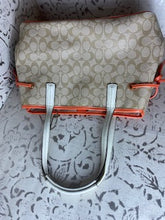 Load image into Gallery viewer, COACH Signature Logo w/ Stripe PVC Carryall - Orange/Taupe/Ivory
