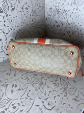 Load image into Gallery viewer, COACH Signature Logo w/ Stripe PVC Carryall - Orange/Taupe/Ivory
