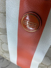 Load image into Gallery viewer, COACH Signature Logo w/ Stripe PVC Carryall - Orange/Taupe/Ivory
