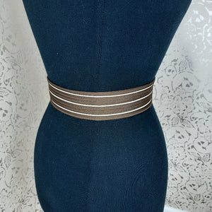 Brown/White Striped Fabric Belt