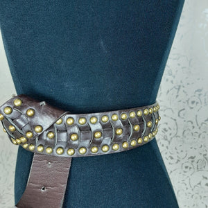 Brown Belt with Round Brass Grommets