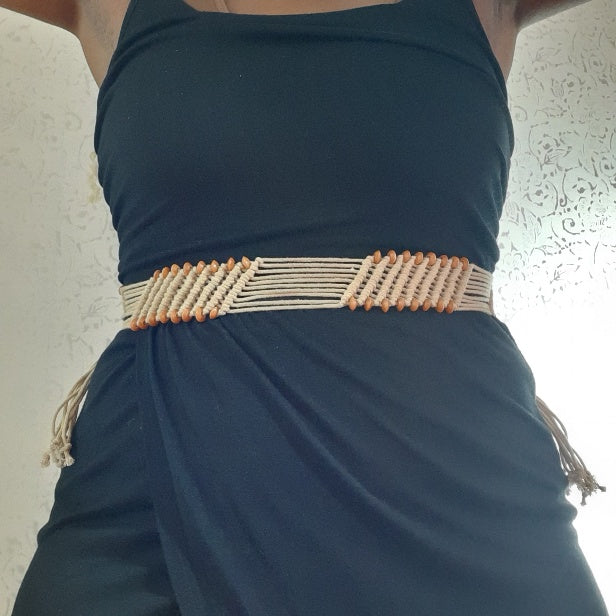Macrame/Braided and Wooden Beaded Belt