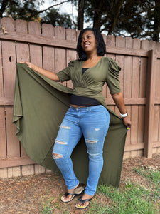 OLIVE CAPE TOP: Size - Large