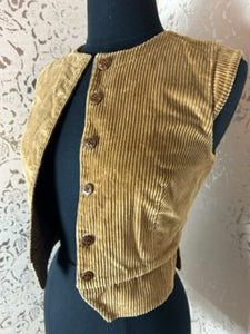 REVERSIBLE CORDUROY/TWEED VEST: Size Small