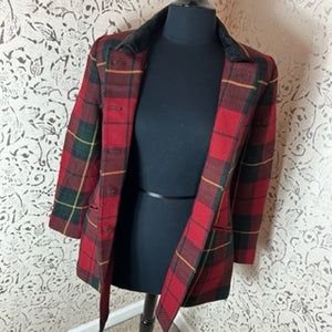 LAUREN PLAID MILITARY BLAZER: Size 8