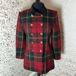 LAUREN PLAID MILITARY BLAZER: Size 8