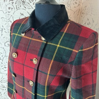 LAUREN PLAID MILITARY BLAZER: Size 8