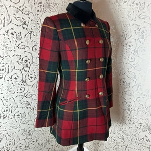 LAUREN PLAID MILITARY BLAZER: Size 8