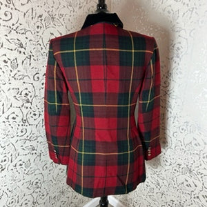 LAUREN PLAID MILITARY BLAZER: Size 8