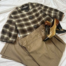 Load image into Gallery viewer, Brown Plaid Crop Jacket: Size Medium
