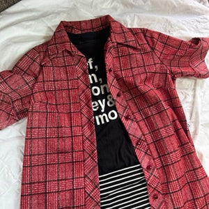 VINTAGE Red Plaid Dress: SIZE: L/XL