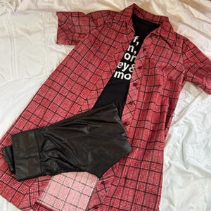 VINTAGE Red Plaid Dress: SIZE: L/XL