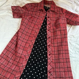 VINTAGE Red Plaid Dress: SIZE: L/XL