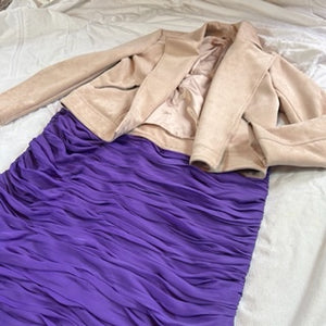 Purple Ruched/Gathered Long Skirt: SIZE - 16