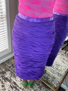 Purple Ruched/Gathered Long Skirt: SIZE - 16