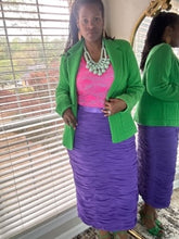 Load image into Gallery viewer, Purple Ruched/Gathered Long Skirt: SIZE - 16
