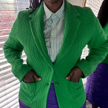 Load image into Gallery viewer, GREEN Argyle Sweater Blazer (Imperfect) - SIZE Large
