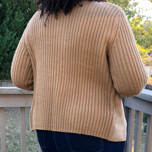 TAN SUEDE-LIKE/SWEATER JACKET