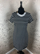 Load image into Gallery viewer, BLACK &amp; WHITE STRIPE DRESS: Size - Large
