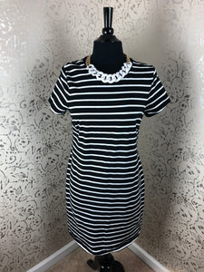 BLACK & WHITE STRIPE DRESS: Size - Large