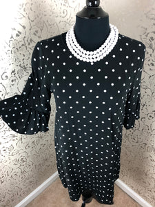 POLKA DOT B/W DRESS: Size 12