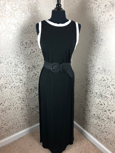 black dress with white outline Trendy Sleeveless White Border Black Dress Xavi's World