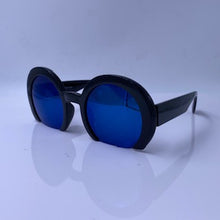 Load image into Gallery viewer, HALF MOON BLACK/BLUE SUNGLASSES - NWT
