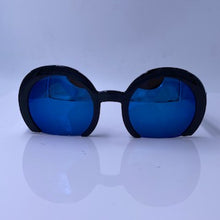 Load image into Gallery viewer, HALF MOON BLACK/BLUE SUNGLASSES - NWT
