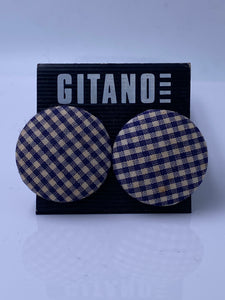 Round Plaid Vintage Gitano Earrings: VINTAGE