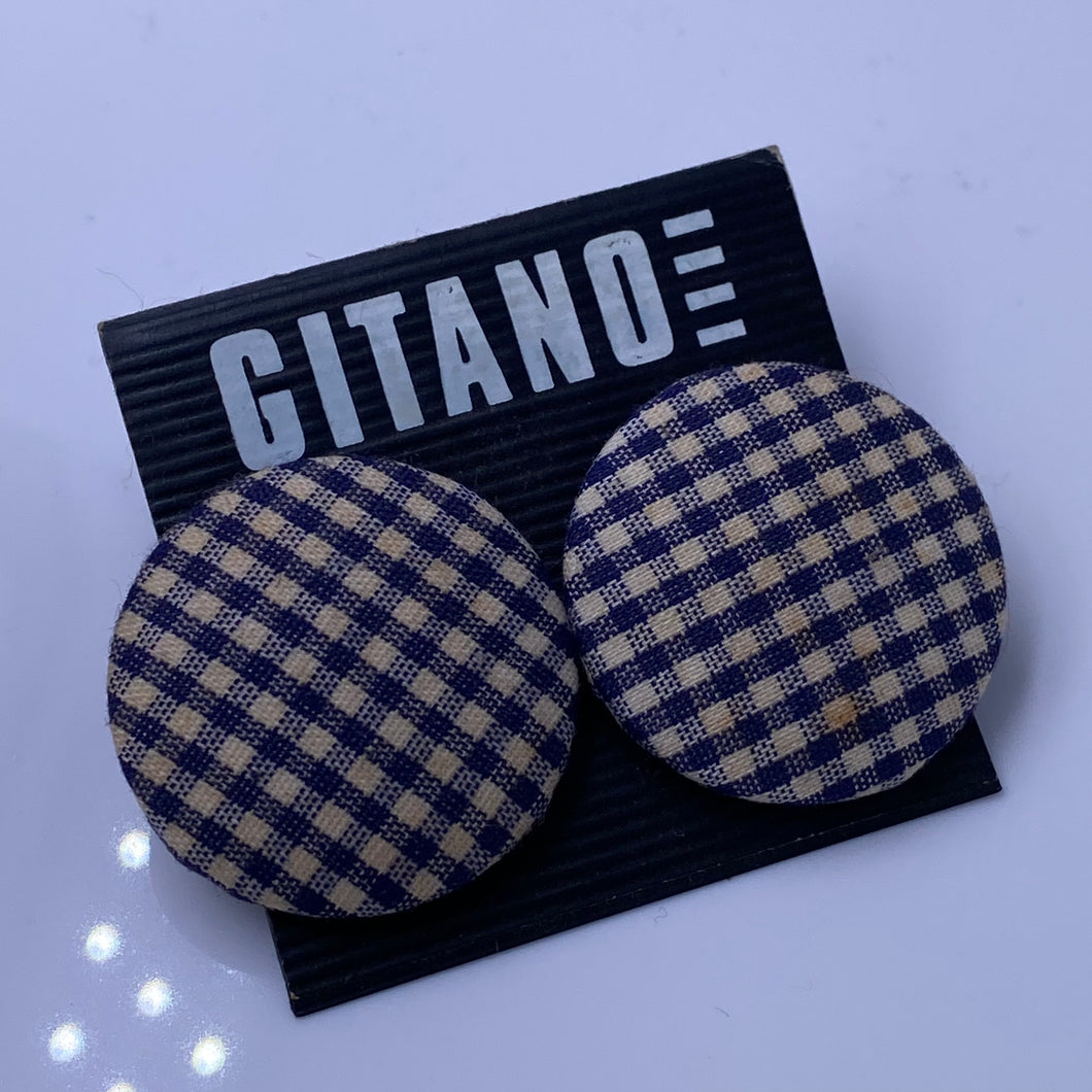 Round Plaid Vintage Gitano Earrings: VINTAGE