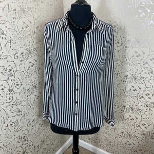 Black/White Striped Blouse - Fixer Upper/Imperfect: Size XL