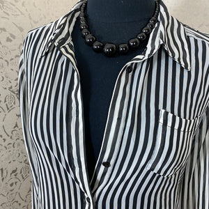 Black/White Striped Blouse - Fixer Upper/Imperfect: Size XL