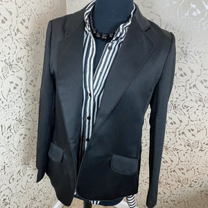 Black Sateen Blazer: Size 14 (Imperfect)