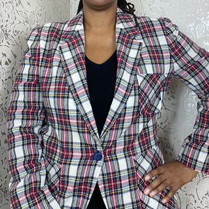 WHITE PLAID BLAZER